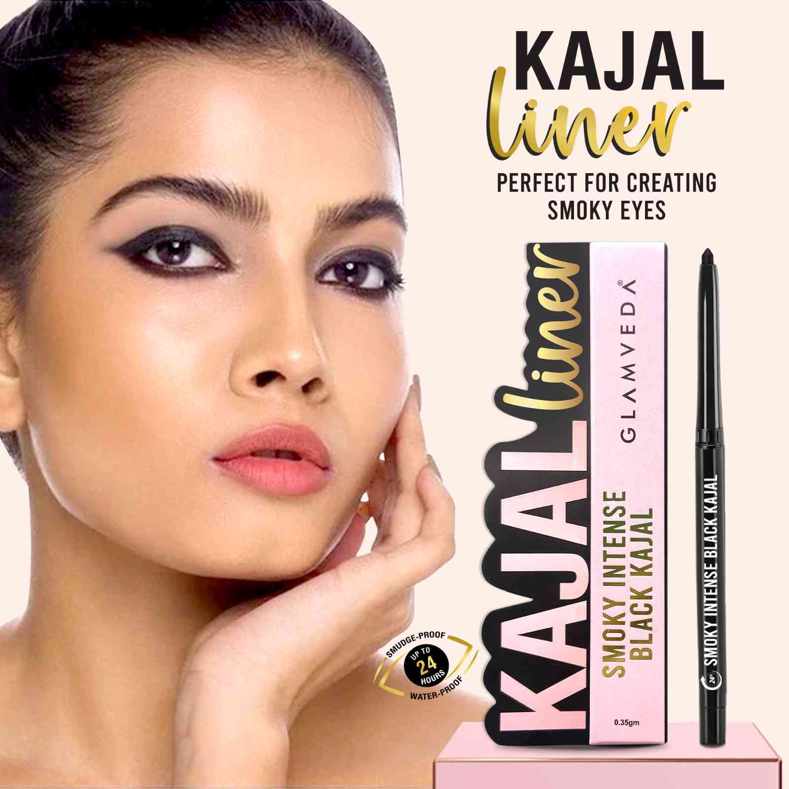 Smoky Intense Black Kajal, 24Hr long stay, Waterproof & Smudgeproof
