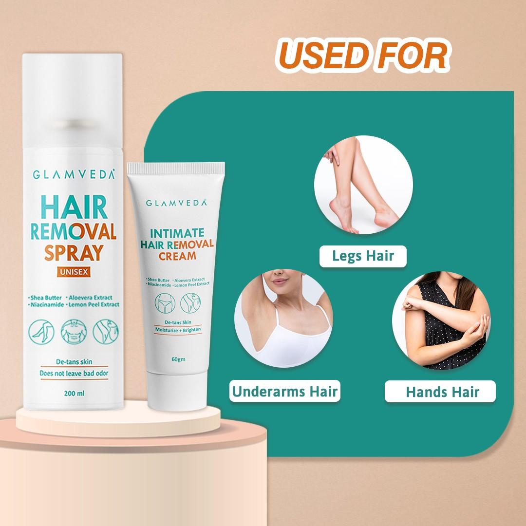 Hair Removal Combo| Spray 200ml + Free Intimate Cream 60g