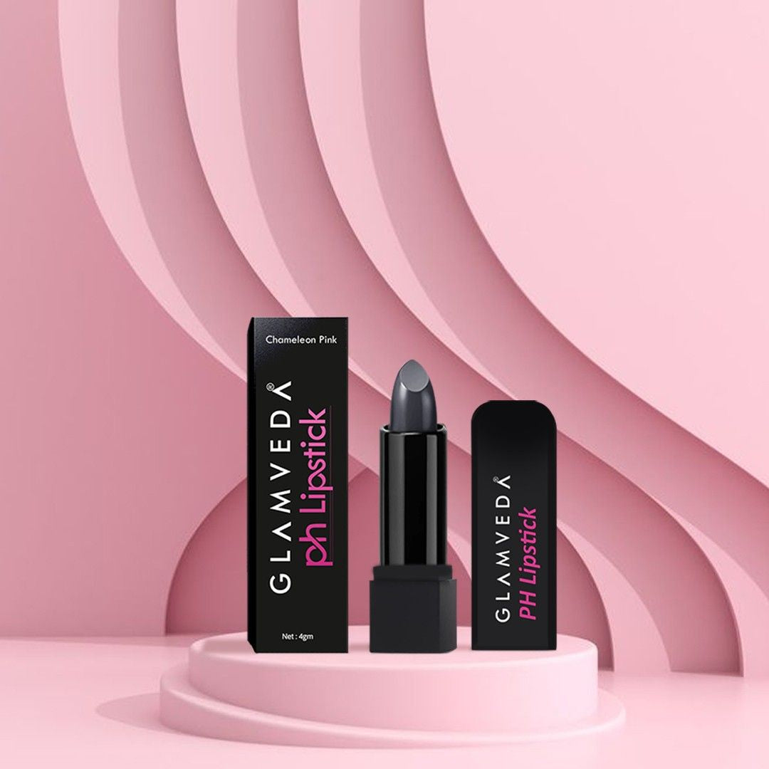 Glamveda PH Lipstick – Black to Glossy Pink Magic with Long-Lasting Nourishment & SPF 10 (4Gm)