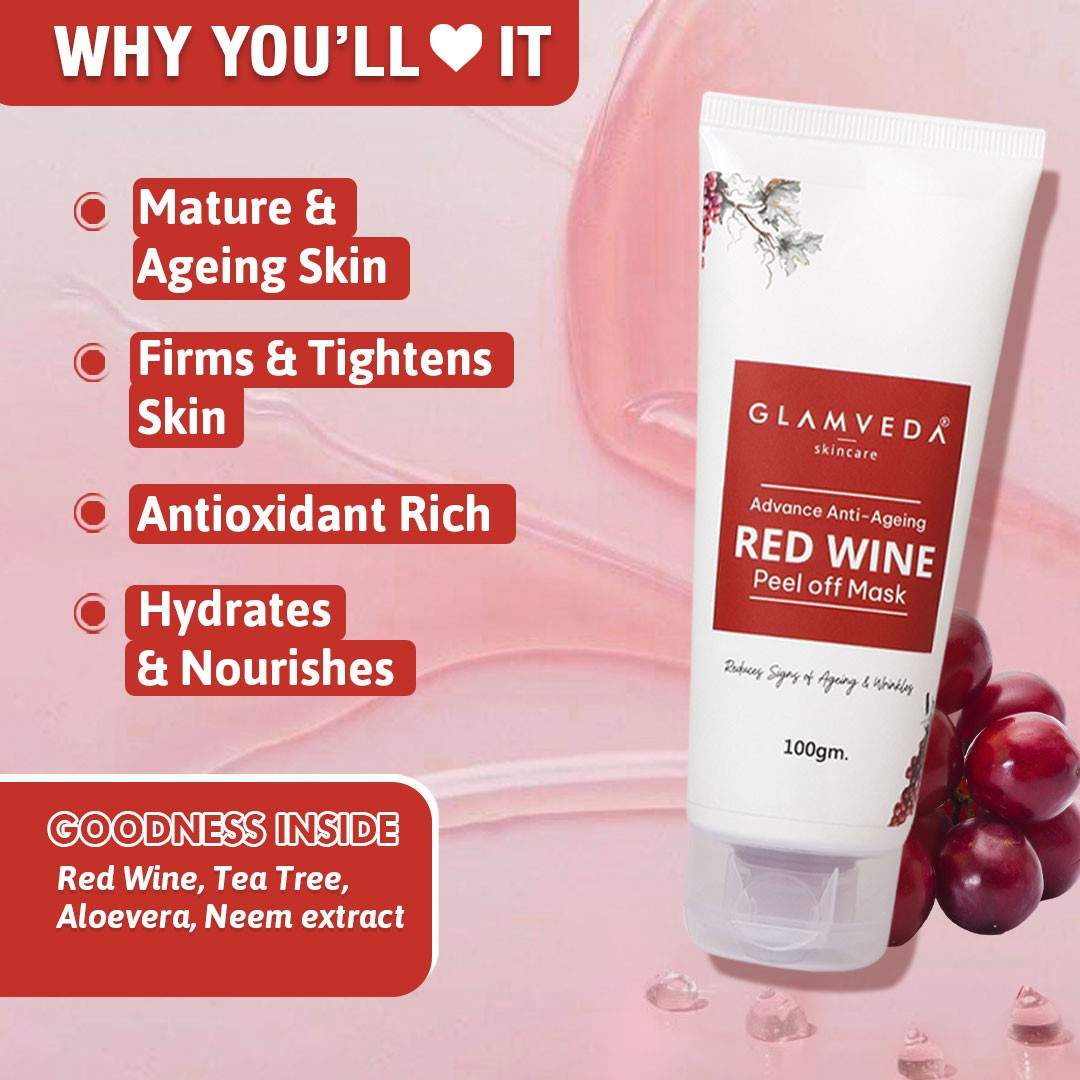 Red Wine Advance Anti Ageing Combo Gift Pack | Reduces signs of ageing | Face Wash, Facial Kit & Peel Off Mask