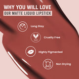 Glamveda X Rashami Desai Matte Mini Liquid Lipstick, Brown shade (Spicy Peach - 023) 1.2ml