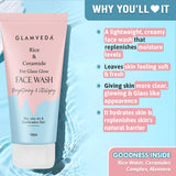 Glamveda Korean Glass Skin Rice & Ceramide 3 Step Combo | Face Wash, Toner & Moisturizer