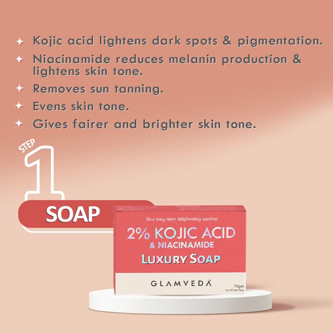 Kojic Acid 6-Step Skincare Kit for Dark Spots & Pigmentation | Face Wash, Serum, Spot Corrector, Cream, Lotion & Soap