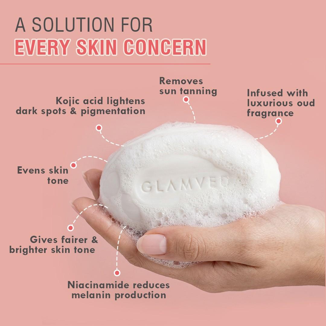 Glamveda 2% Kojic Acid Soap with Niacinamide For Pigmentation, Uneven Skin Tone