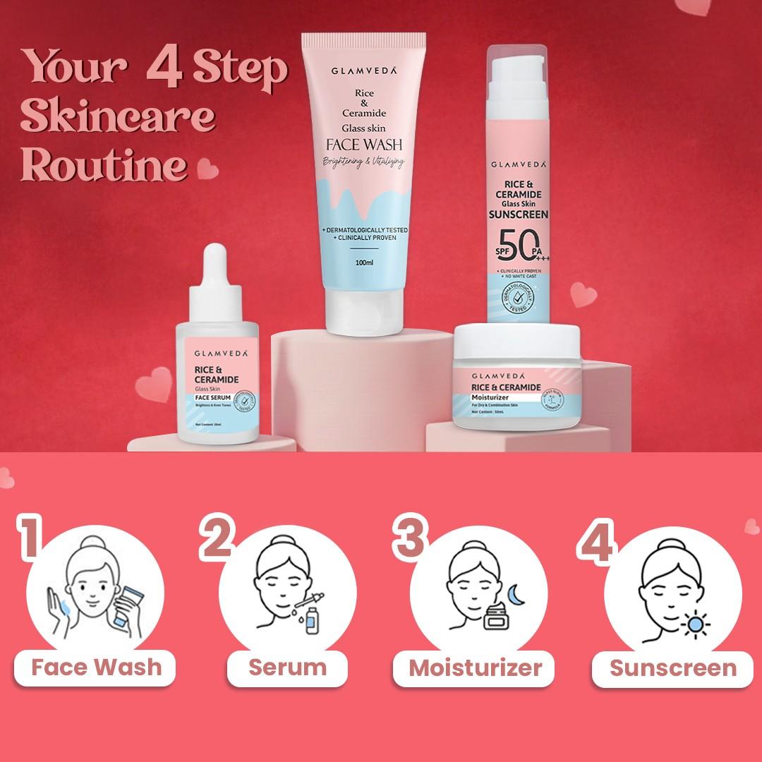 Glamveda Rice & Ceramide Valentine’s Special Complete 4 Step Skincare Kit