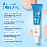 Glamveda Water Full 1% Hyaluronic Sunscreen SPF 70 PA++++ | Velvet Texture | Super Matte & Ultra Light | With Ceramides, Peptides & Niacinamide