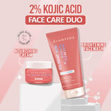 Glamveda 2% Kojic Acid Face Care Set – Brightening Face Wash & Cream Duo | Fades Dark Spots | Evens Skin Tone | Fights Acne & Boosts Radiance