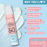 Glamveda Korean Glass Skin Rice & Ceramide 3 Step Combo | Face Wash, Serum & Sunscreen