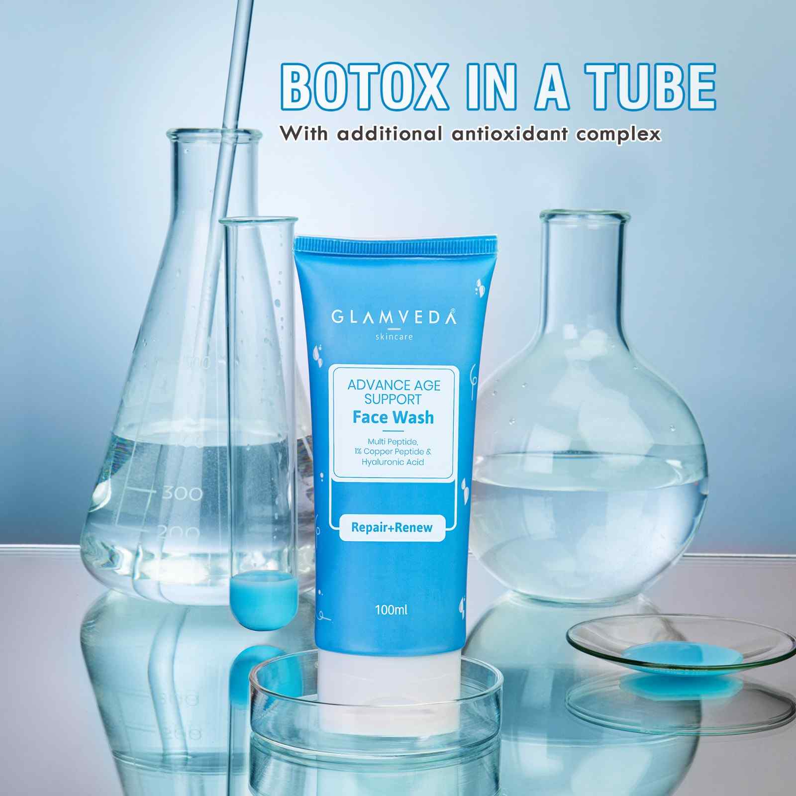 Glamveda Copper Peptide & Hyaluronic Acid Advance Age Support face Wash