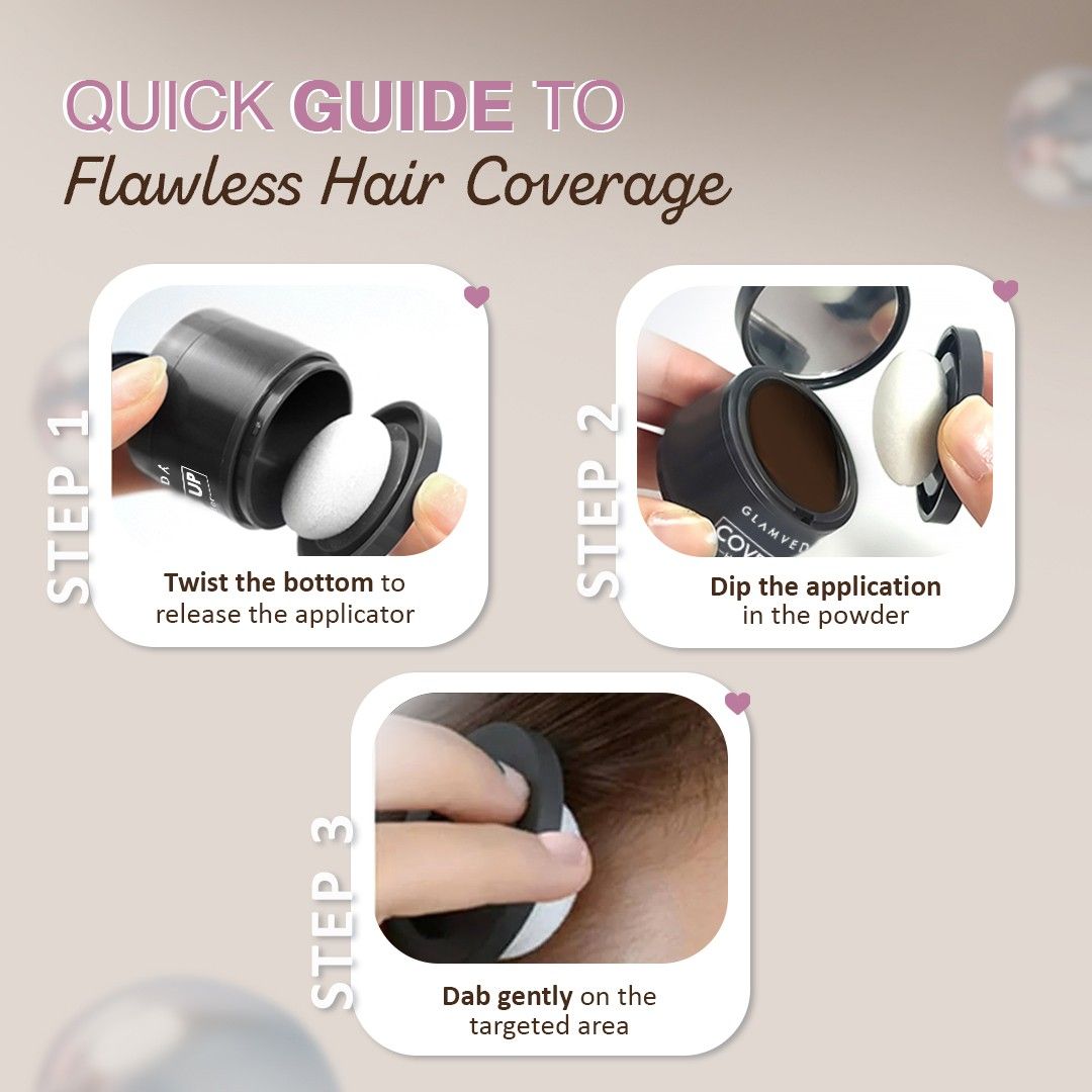 Glamveda Hair Cover-Up Powder Brown | Pack of 3 12gm