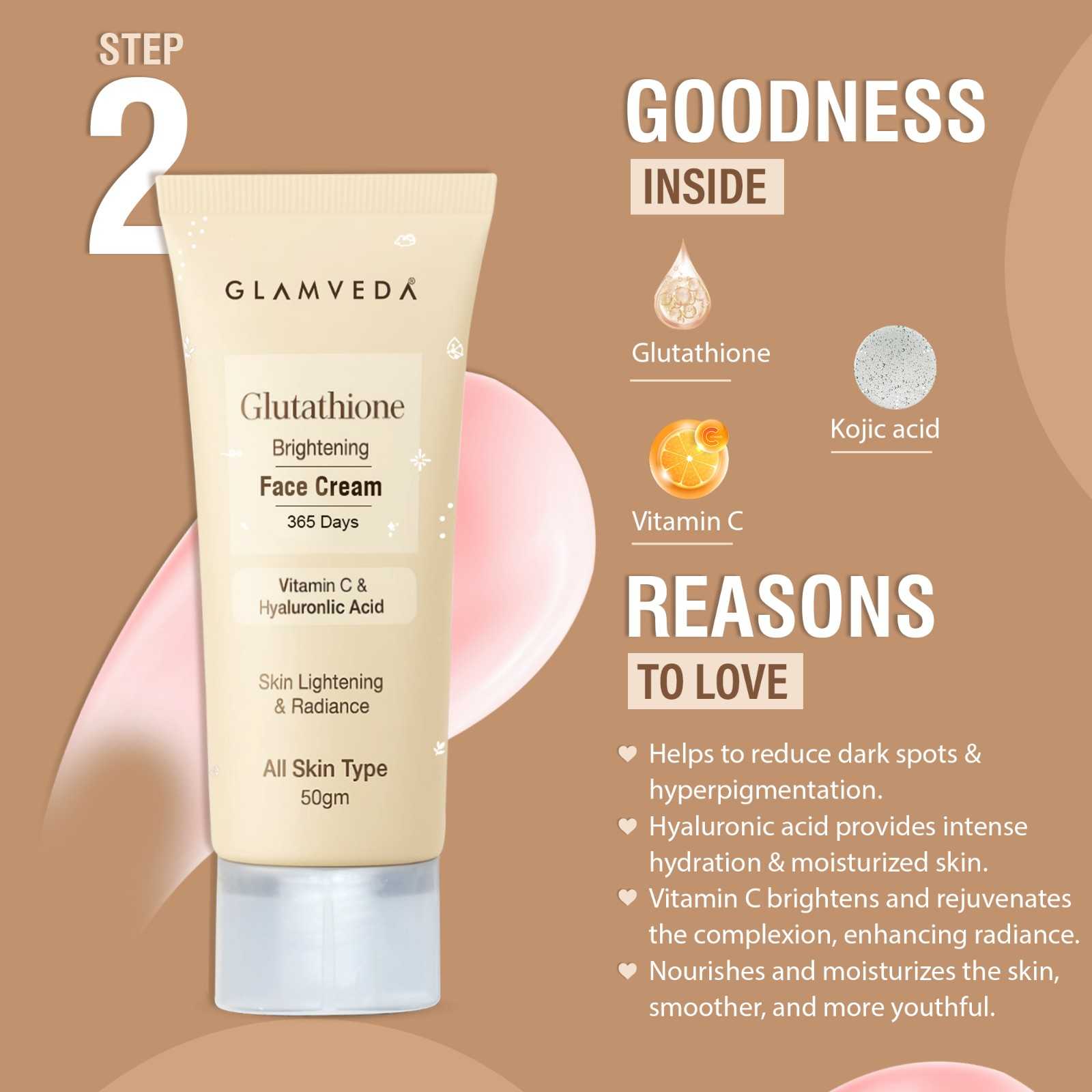 Glamveda Glutathione Brightening & Dark Spots Removal 3 Steps Skincare Routine