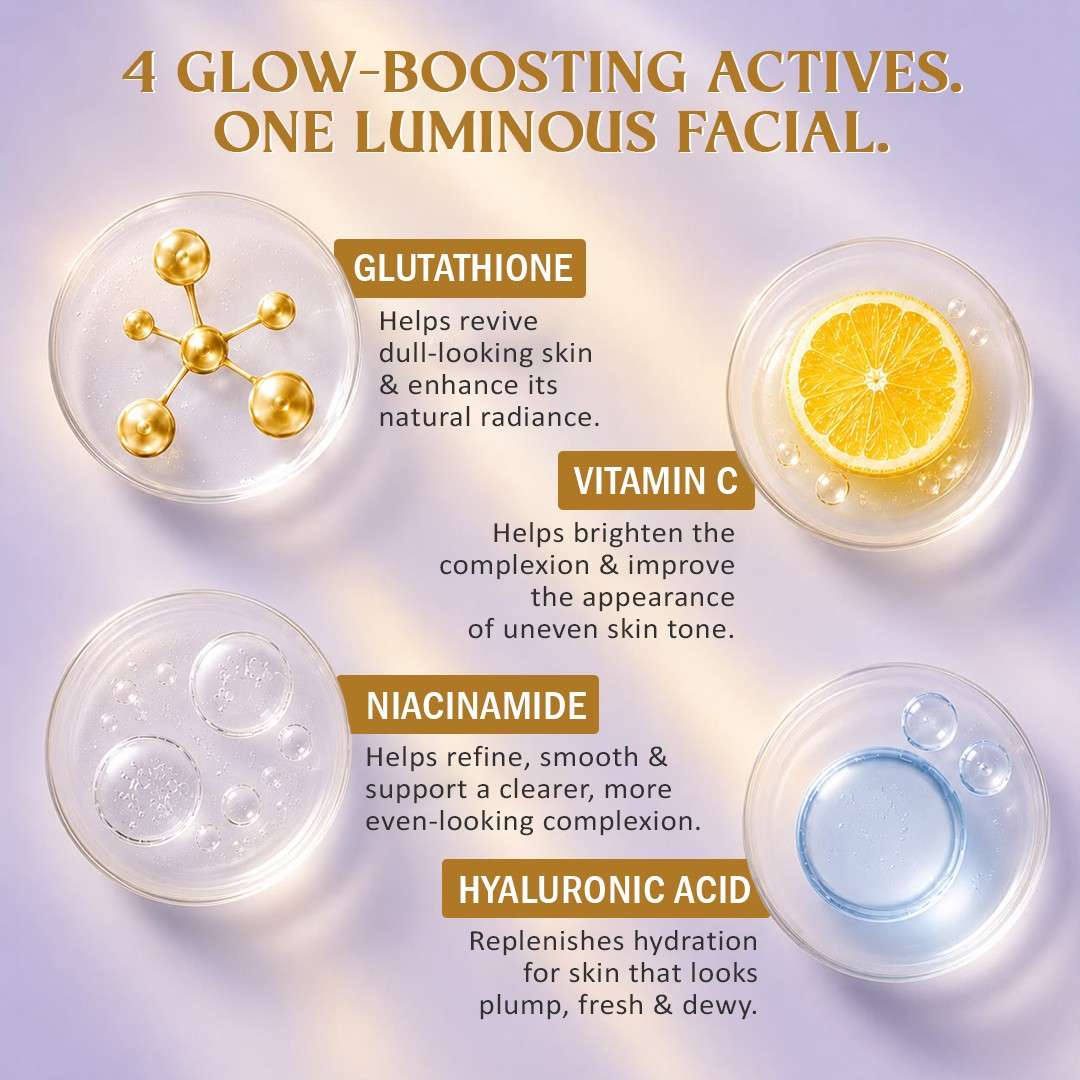 Korean Glass Glow Brightening 7-Step Facial Kit with Glutathione, Vitamin C, Niacinamide & Hyaluronic Acid | 60 g