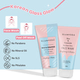 Glamveda Rice & Ceramide Combo | Skin Brightening & Anti Dullness | Improves skin barrier | Face Wash & Peel Off Mask Combo