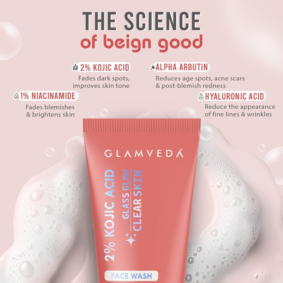 Glamveda Kojic Acid Face Wash With Niacinamide & Alpha Arbutin