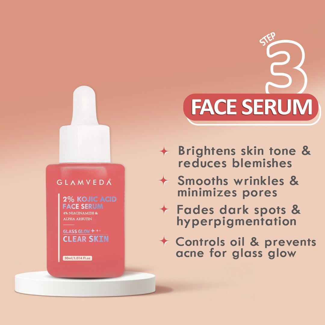 Kojic Acid 6-Step Skincare Kit for Dark Spots & Pigmentation | Face Wash, Serum, Spot Corrector, Cream, Lotion & Soap