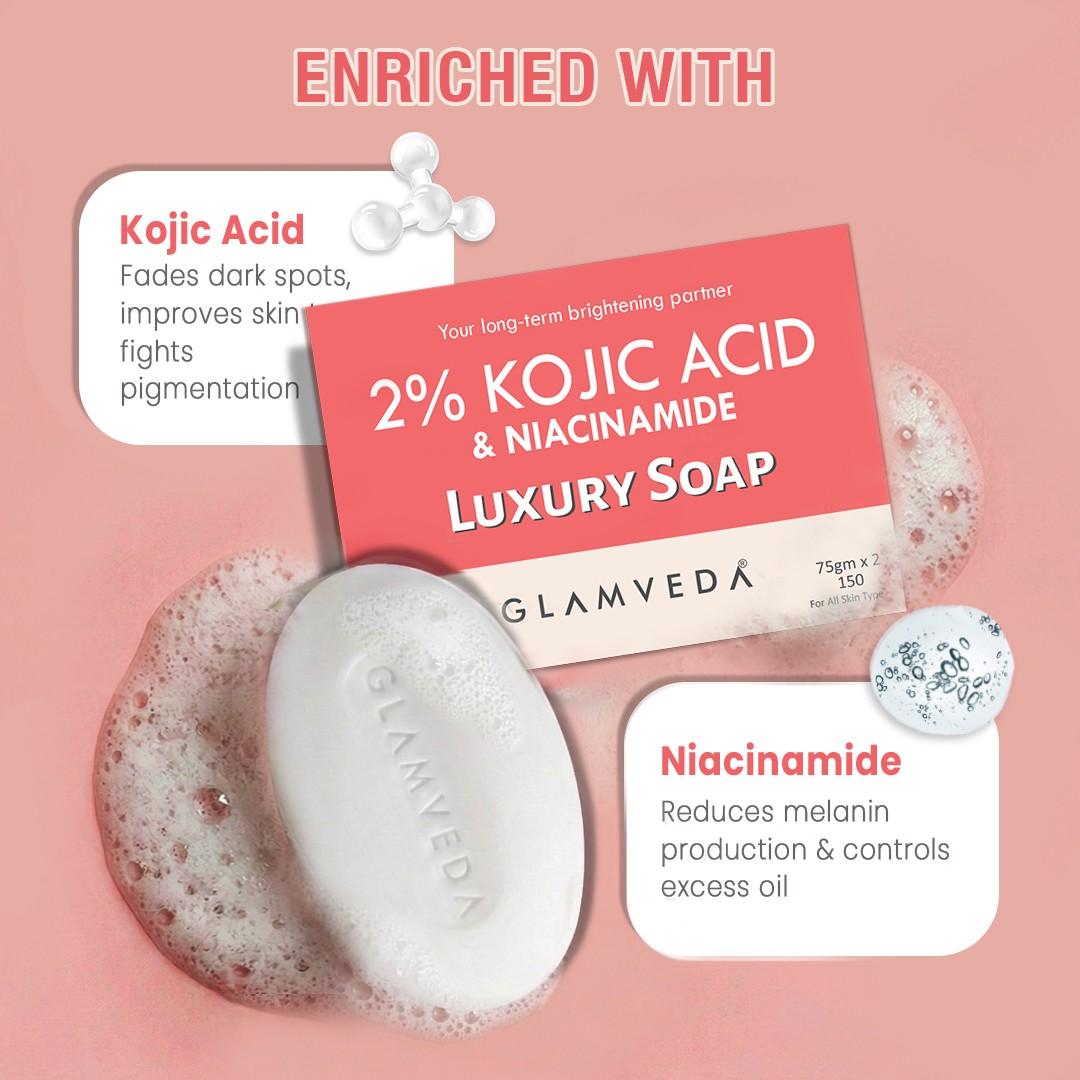 2% Kojic Acid Soap with Niacinamide For Pigmentation, Uneven Skin Tone | 150gm