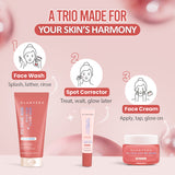 Glamveda 2% Kojic Acid Skincare Trio – Facewash, Spot Corrector & Cream for Dark Spot Removal, Pigmentation, Acne Marks & Uneven Tone
