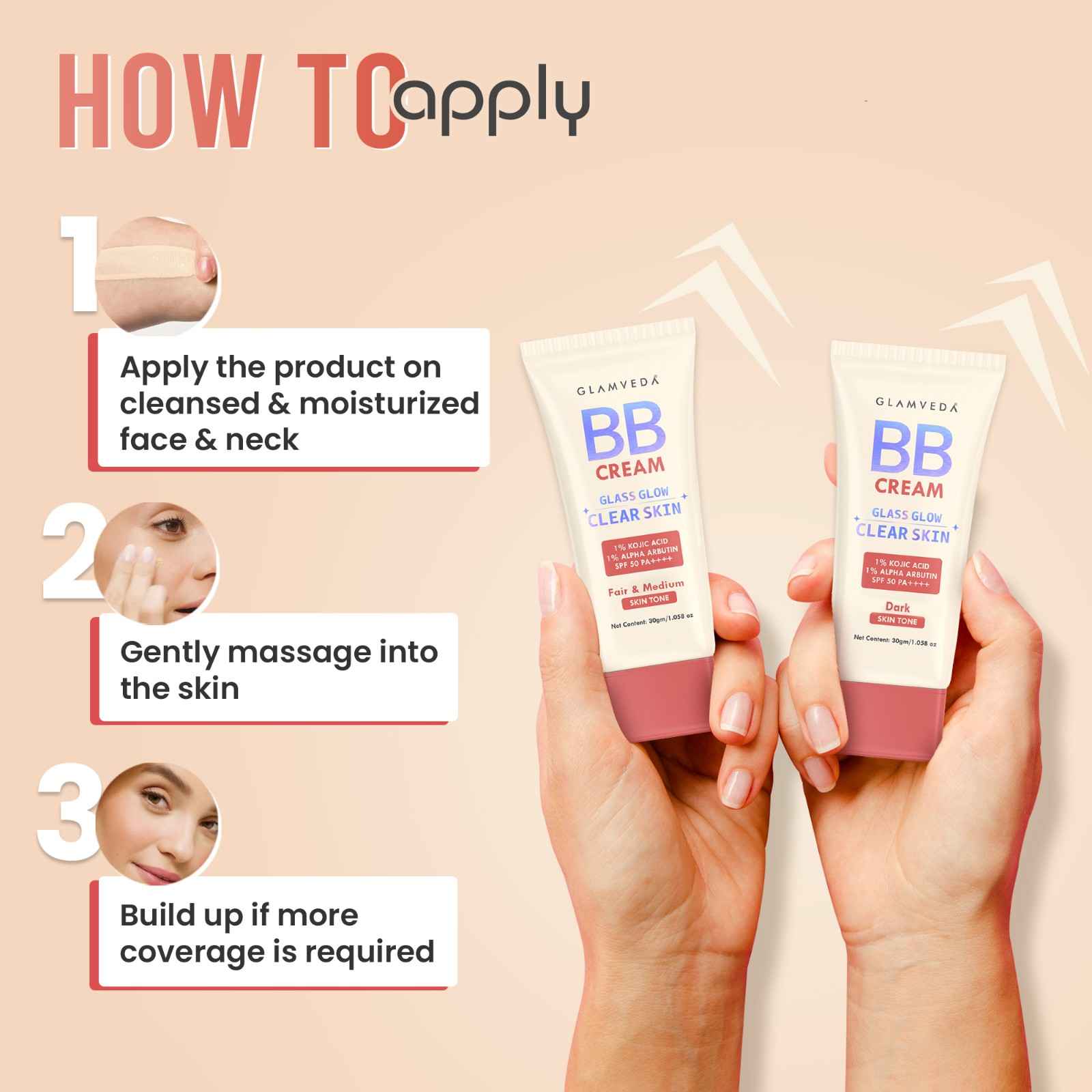 BB Cream Combo (Pack Of 2) – Fair & Warm Skin Tone Shades with SPF 50++++ | Lightweight, Water-Resistant, Long-Lasting Coverage