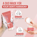 Glamveda 2% Kojic Acid Face Care Set – Brightening Face Wash & Cream Duo | Fades Dark Spots | Evens Skin Tone | Fights Acne & Boosts Radiance