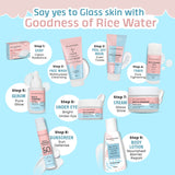 Glamveda Rice & Ceramide Korean Glass Skin Combo Gift Pack | Skin Brightening & Anti Dullness | Face Wash, Facial Kit & Peel Off Mask