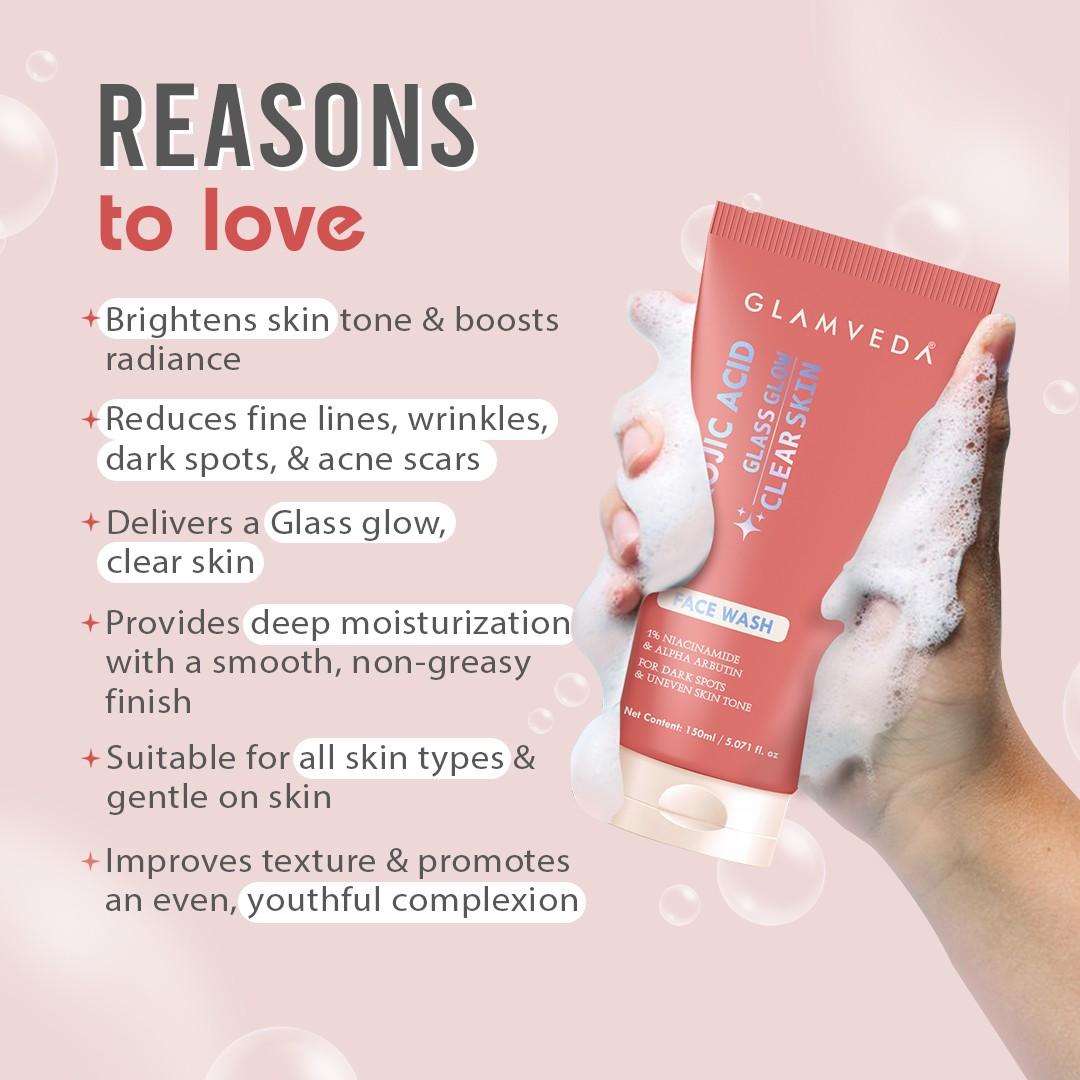 Glamveda Kojic Acid Face Wash With Niacinamide & Alpha Arbutin