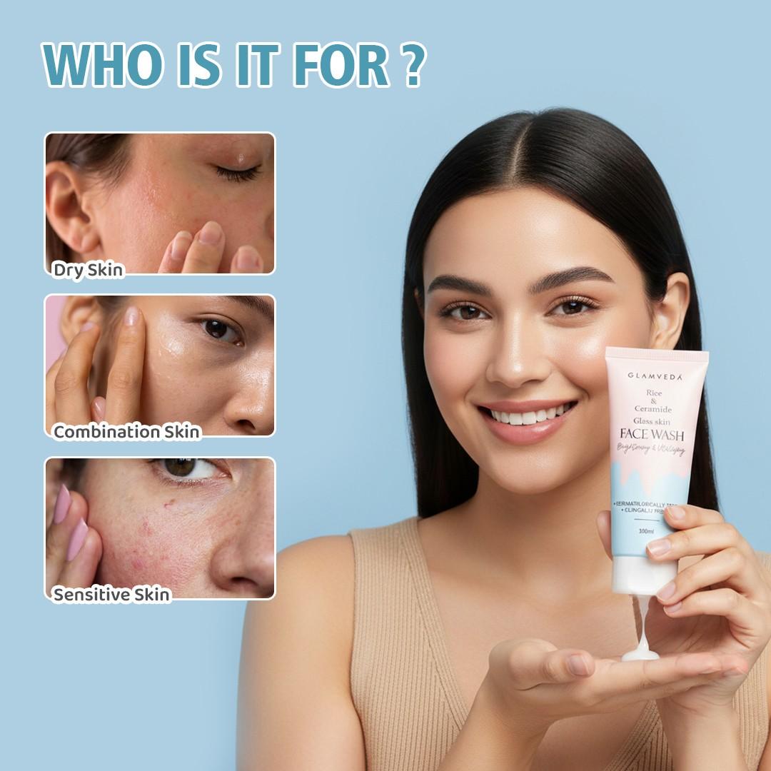 Glamveda Rice & ceramide Glass Skin Face Wash