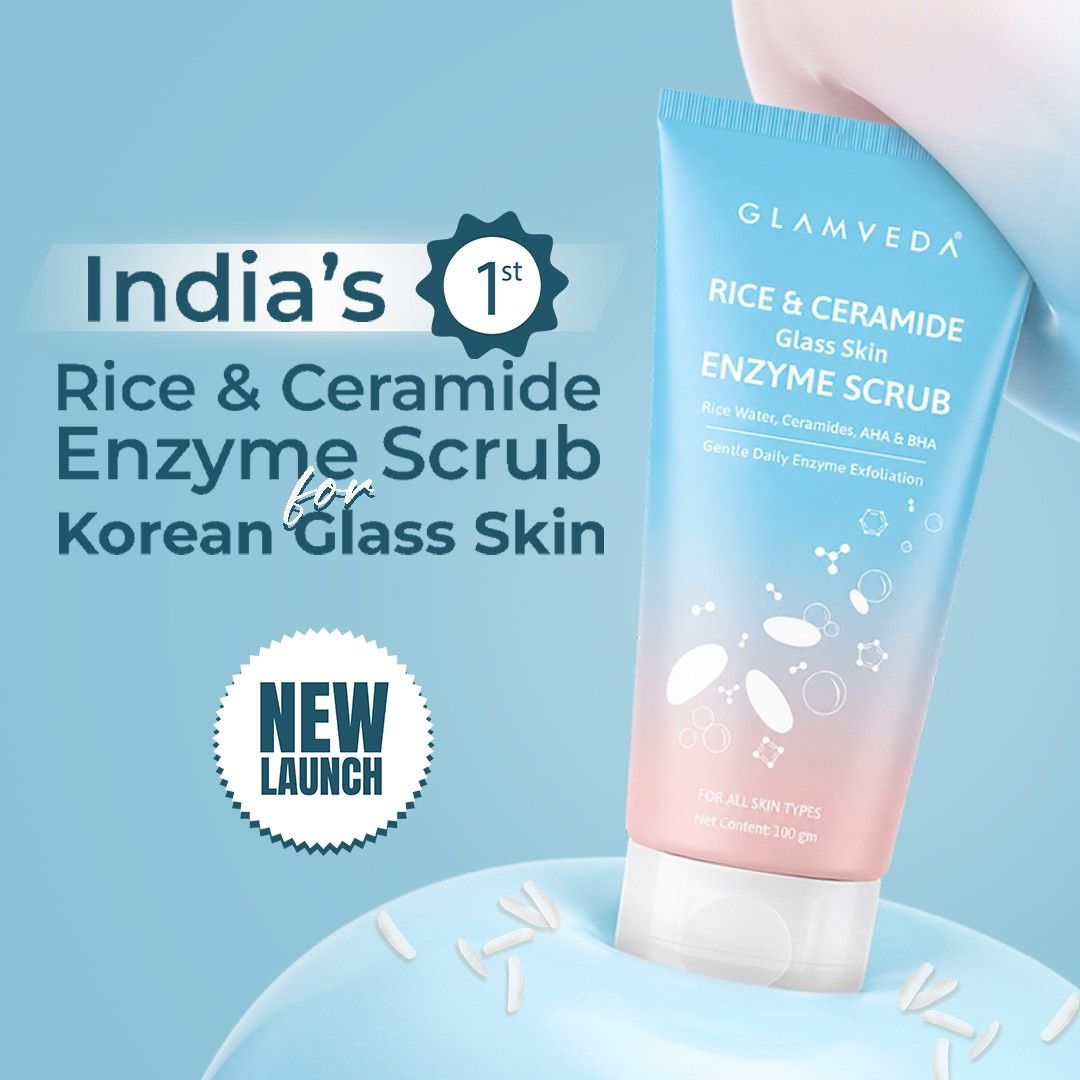 Rice & Ceramide Enzyme Scrub | 3X Exfoliation Peeling Gel with Enzyme, AHA & BHA | 100gm