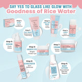 Glamveda Korean Glass Skin Rice & Ceramide 3 Step Combo | Face Wash, Serum & Moisturizer