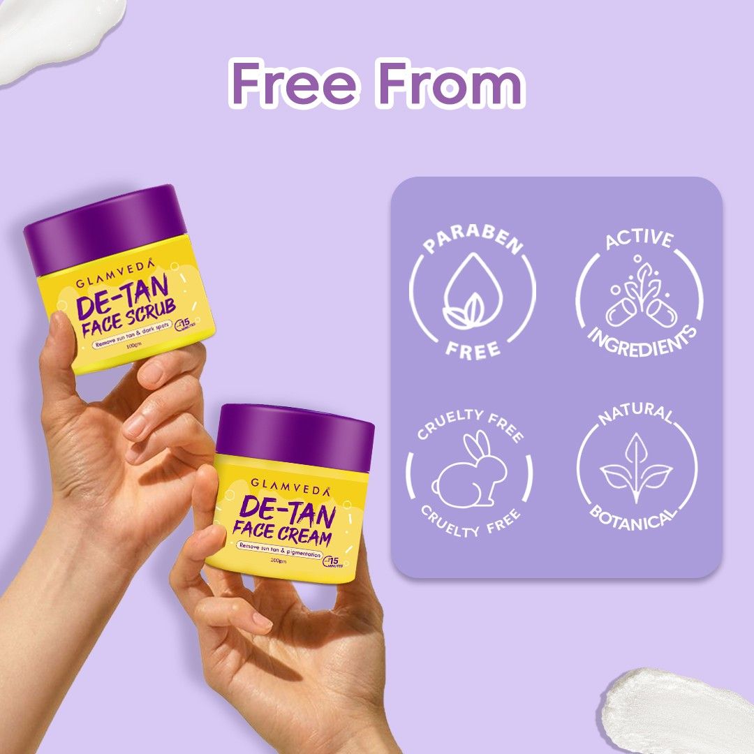 Glamveda De-Tan Combo Face Scrub & Face Cream Mask 200GM