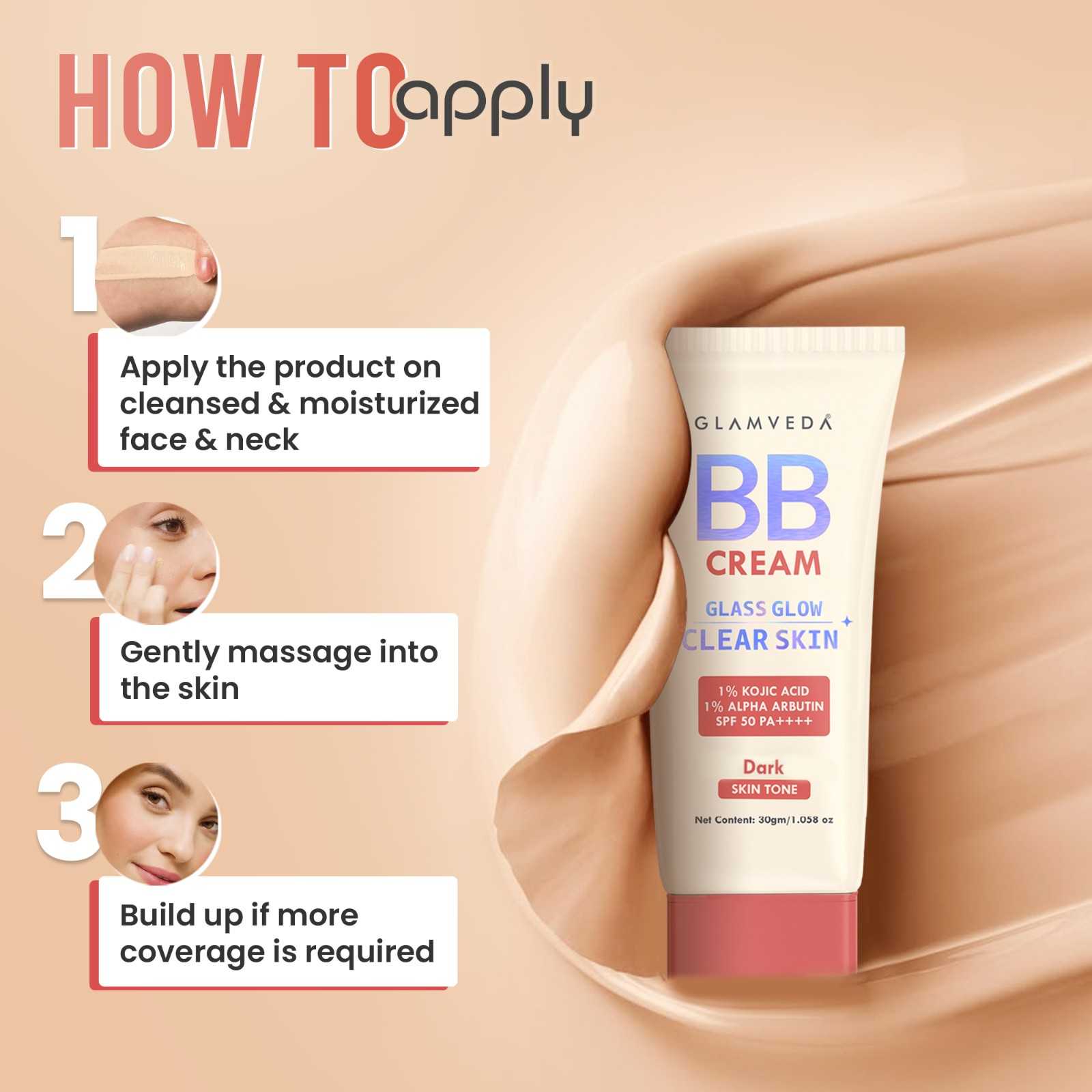 Glamveda BB Cream for Wheatish Skin Tone With SPF 50++++