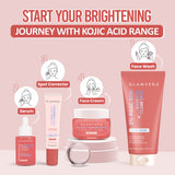 Glamveda 2% Kojic Acid 4-Step Skincare Set – Face Wash, Spot Corrector, Serum & Cream | Targets Dark Spots & Pigmentation | Brightens & Evens Skin Tone