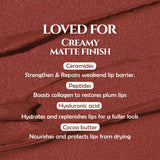 Glamveda Ultra Pigmented Creamy Matte Lipstick with Ceramides, Waterproof - Nutella Kiss - 305
