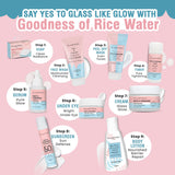 Glamveda Korean Glass Skin Rice & Ceramide 3 Step Combo | Face Wash, Serum & Sunscreen