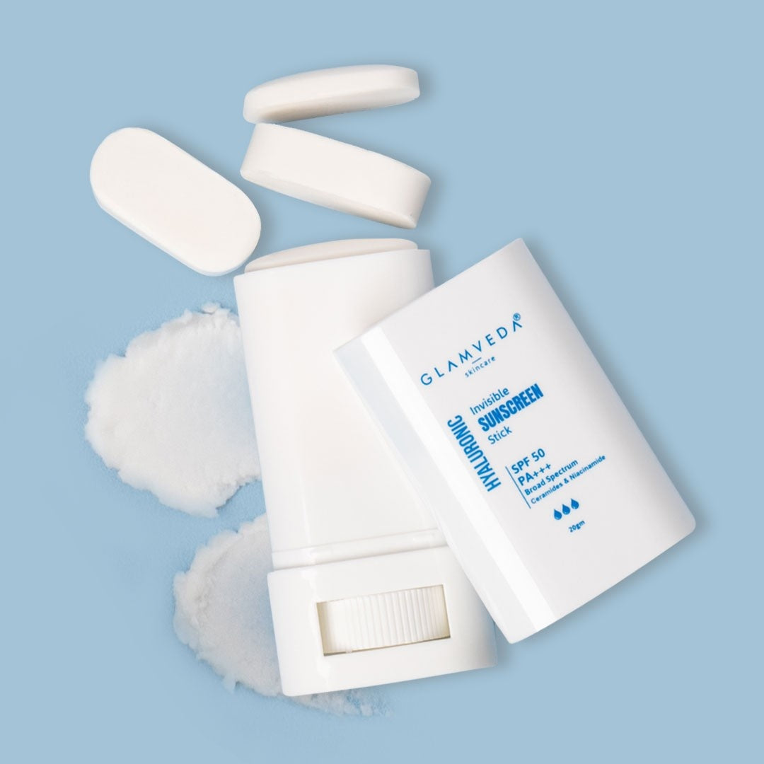 Glamveda Hyaluronic Invisible Sunscreen Stick With Ceramides SPF 50/PA+++ for Easy Reapplication & No White Cast