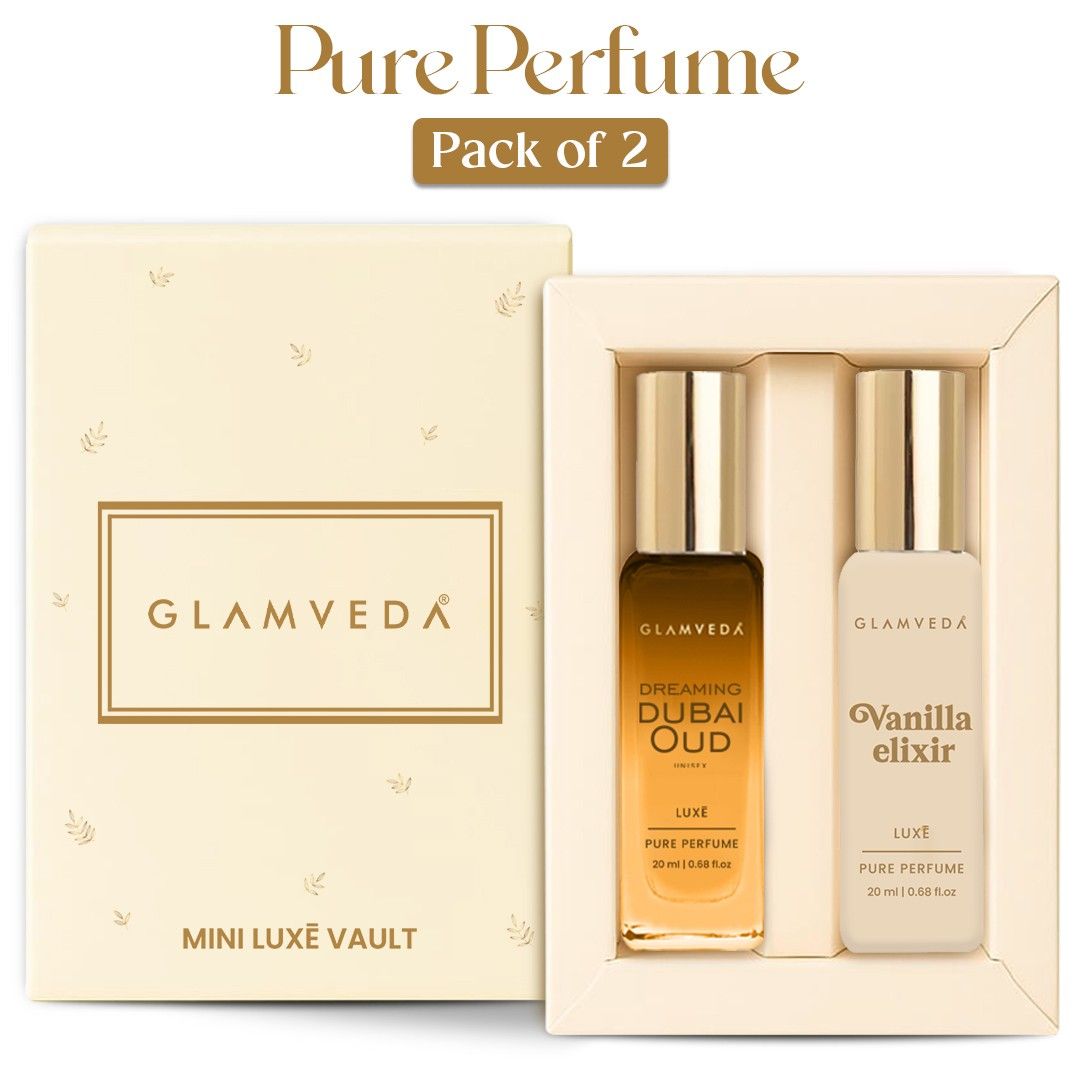 Arabian Vanilla Blend - Dreaming Dubai Oud + Vanilla Elixir Luxury Unisex Pure Perfume Gift Set 2 x 20ml