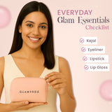 4-Products Makeup Kit- Kajal & Eyeliner (Black), Lip Gloss & Liquid Lipstick & Travel Pouch