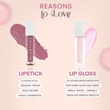 4-Products Makeup Kit- Kajal & Eyeliner (Black), Lip Gloss & Liquid Lipstick & Travel Pouch