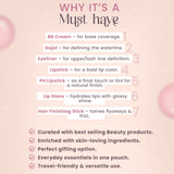 All‑in‑One Kit – Light Edition Beauty Essentials: Kajal, Eyeliner, BB Cream, pH Lipstick, Lip Gloss, Bullet Lipstick, Hair Finishing Stick & Pouch