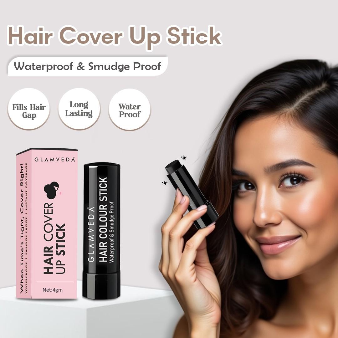 Glamveda Hair Cover-Up Stick | Instant Hairline & Root Filler – Black 4gm