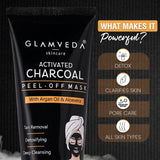 Glamveda Activated Charcoal Peel Off Mask Removes Blackheads and Whiteheads | 60gm