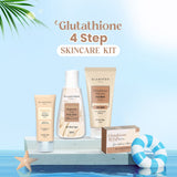 Glamveda Glutathione Bath & Body Skincare Routine Combo |  Set of 4 Kit | For Skin Brightening and Lightening | ( Face Wash + Face Cream + Body Lotion + Soap )