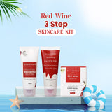 Glamveda Red Wine Advance Anti Ageing Combo Gift Pack | Reduces signs of ageing | Face Wash, Facial Kit & Peel Off Mask