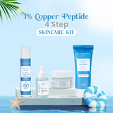 Glamveda 1% Copper peptide with Multi Peptide Advance Age Support Skincare Combo | Face Wash, Face Cream, Serum, Sunscreen