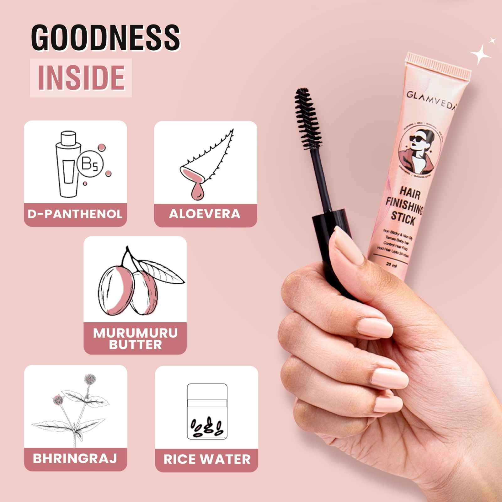 Glamveda Hair Finishing Stick For Women | Anti Flyaway for Smooth, Non-Greasy Hair Gel (20 ml)