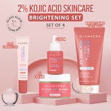 Glamveda 2% Kojic Acid 4-Step Skincare Set – Face Wash, Spot Corrector, Serum & Cream | Targets Dark Spots & Pigmentation | Brightens & Evens Skin Tone