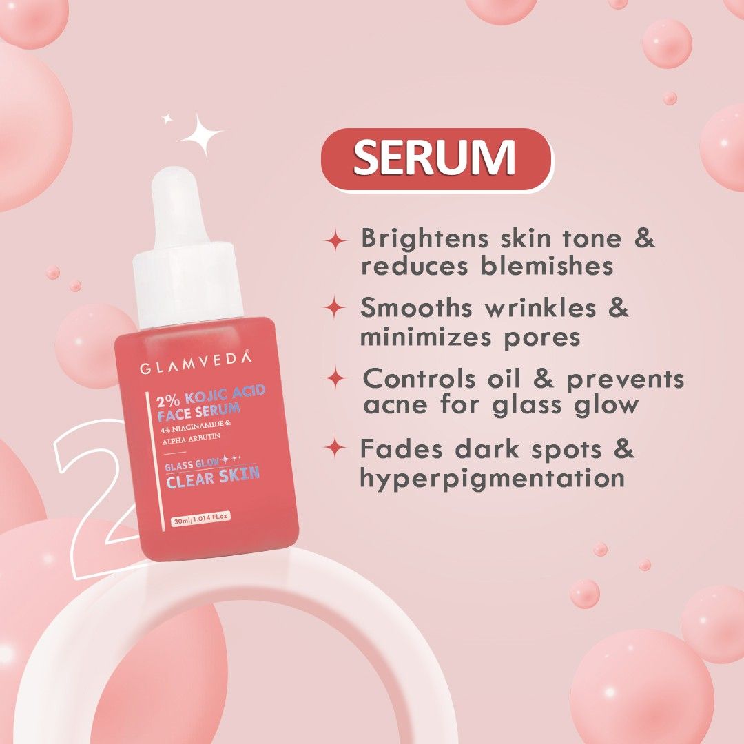 2% Kojic Acid Skincare Routine – Facewash, Serum & Cream for Pigmentation |Dark Spot Treatment & Skin Brightening