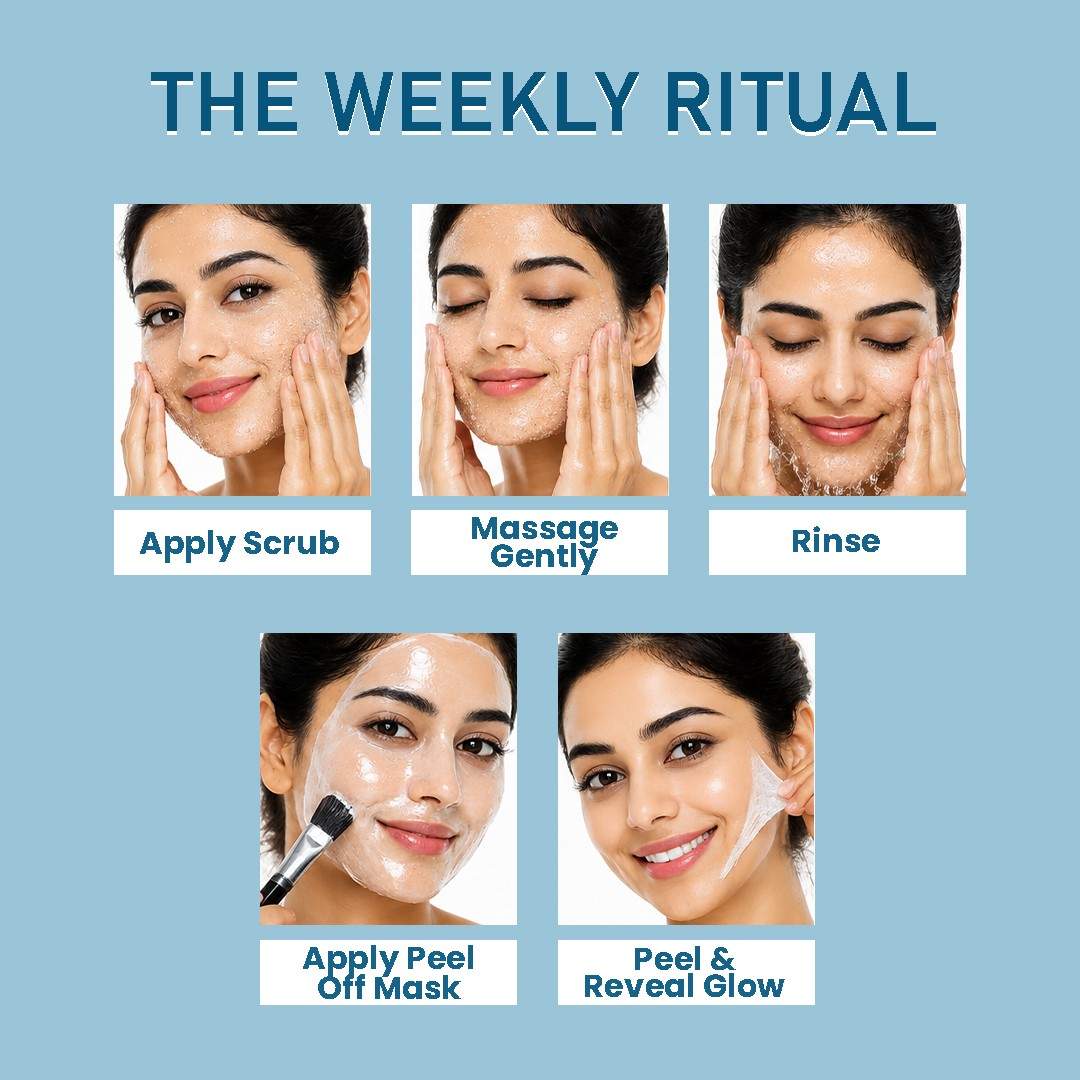 Rice & Ceramide Weekly Glow Ritual | Enzyme Scrub + Peel Off Mask Combo | Korean Glass Skin Treatment | 200gm