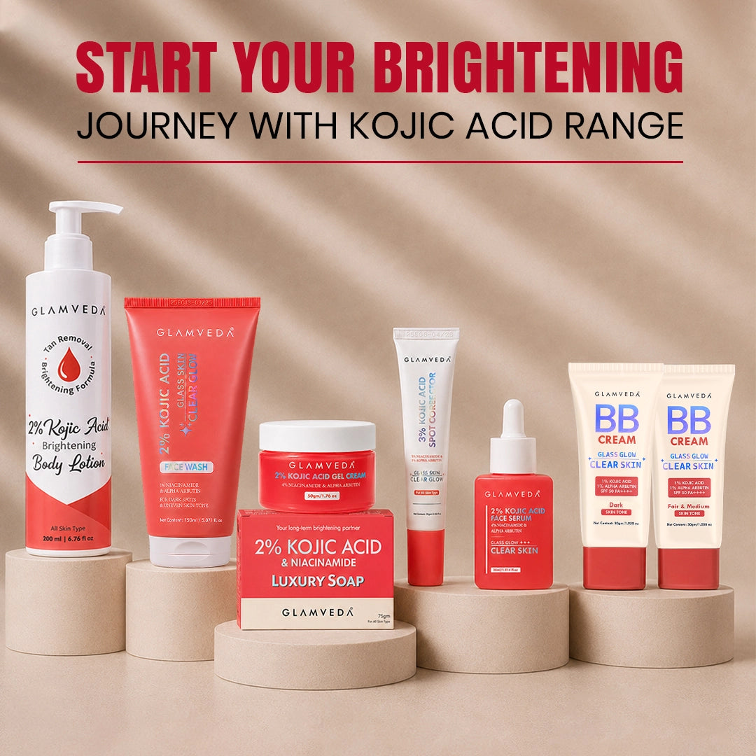 2% Kojic Acid 3 Step Skincare Routine– Face wash, Serum & Cream for Dark Spot Reduction