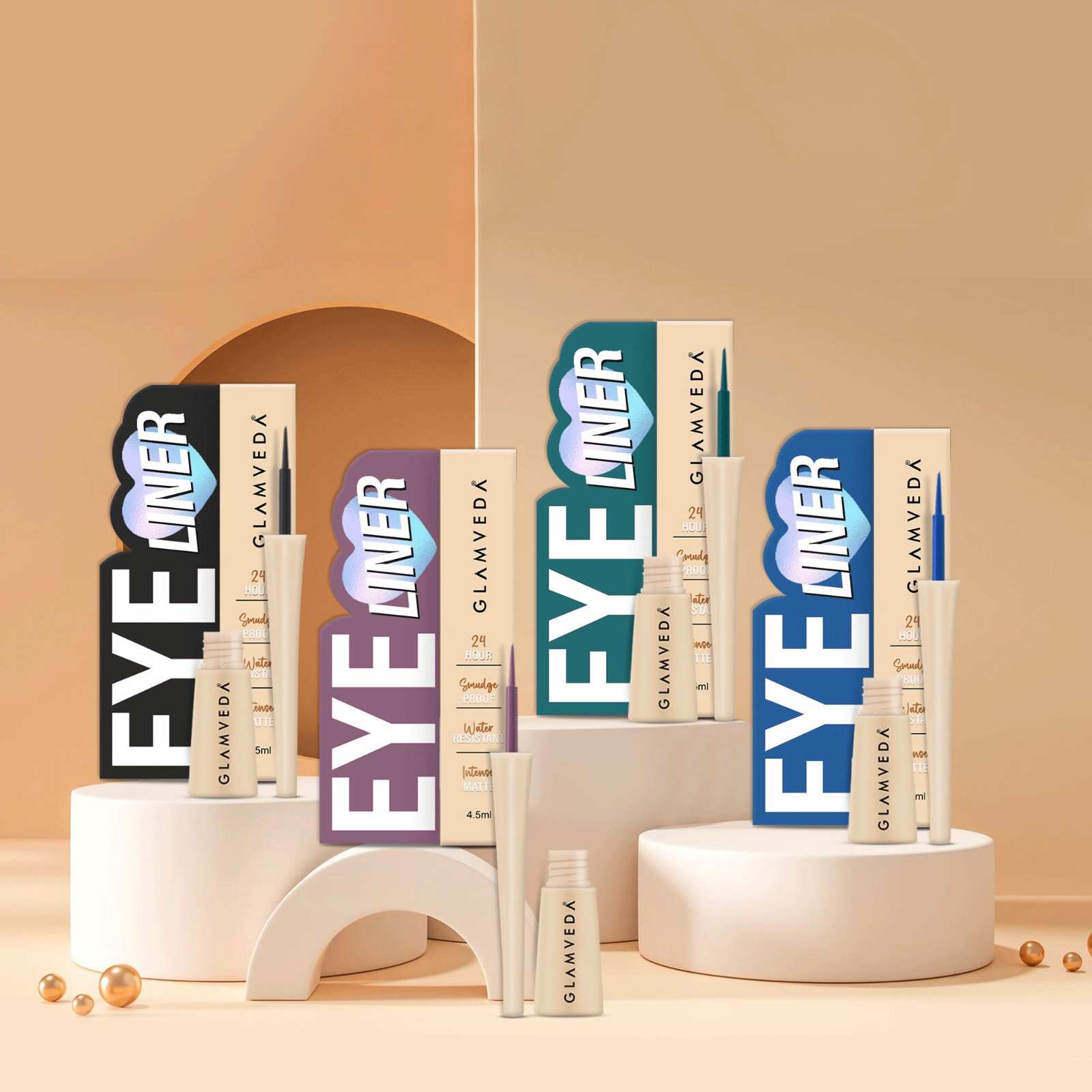 Bold & Lit Eyeliner Set – 4 High-Impact Colors for Creative & Unstoppable Looks | Smudge-Proof