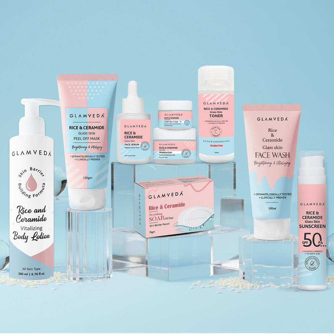 Glamveda Korean Glass Skin Rice & Ceramide 9 Step Weekly Skincare Routine For Women